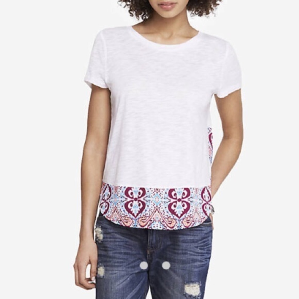 Express Printed Mixed Fabric Tee